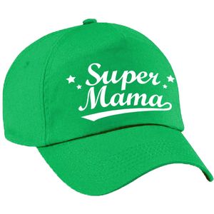 Super mama moederdag cadeau pet / baseball cap groen voor dames -  kado voor moeders