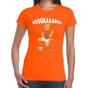 Nederland supporter t-shirt dameselftal Leeuwin roooaaaarrr met bal oranje dames - landen kleding