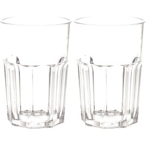 2x stuks onbreekbaar retro drink glas transparant kunststof 45 cl/450 ml - Onbreekbare drinkglazen