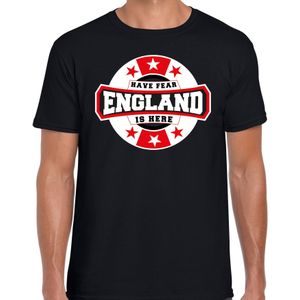 Have fear England is here t-shirt met sterren embleem in de kleuren van de Engelse vlag - zwart - heren - Engeland supporter / Engels elftal fan shirt / EK / WK / kleding