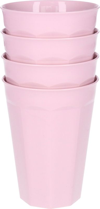 Plasticforte Verjaardag/kinderen/camping drink bekers - 4x stuks - 300 ML - roze - kunststof - onbreekbaar