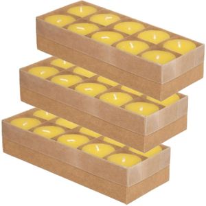 30x stuks Citronella stomp kaarsjes 7 branduren geel - Geurkaarsen citrus geur