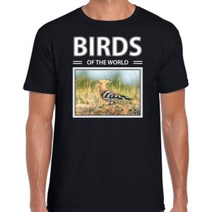 Dieren foto t-shirt Hop - zwart - heren - birds of the world - cadeau shirt Hop vogels liefhebber