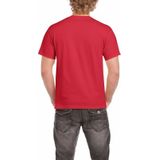 Set van 3x stuks rode katoenen t-shirts voor heren 100% katoen - zware 200 grams kwaliteit - Basic shirts, maat: S (36/48)