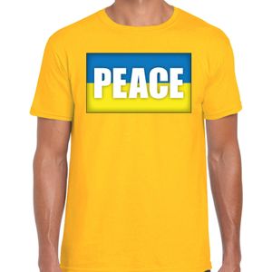 Peace t-shirt geel heren - Oekraine protest/ demonstratie shirt - vrede - Oekraiense vlag