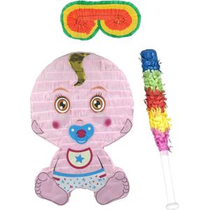 Funny Fashion - Verjaardag Pinata Babyshower - 42 x 28 cm - set met stok en masker