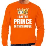 Koningsdag sweater / trui Im the prince in this house oranje voor heren - Woningsdag - thuisblijvers / Kingsday thuis vieren