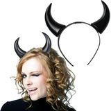 6x stuks halloween duivel hoorntjes diadeem - plastic - zwart