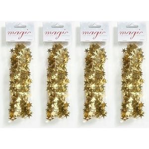 4x Kerstslingers goud 750cm - Guirlandes folie lametta - Gouden kerstboom versieringen