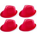 6x stuks rood carnaval/verkleed gleufhoedje voor kinderen - kinder hoeden