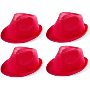 6x stuks rood carnaval/verkleed gleufhoedje voor kinderen - kinder hoeden