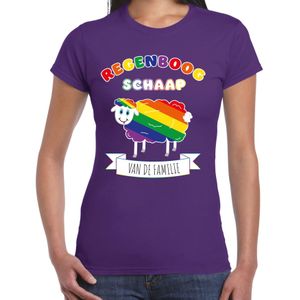 Bellatio Decorations Gay Pride T-shirt voor dames - regenboog schaap - paars - LHBTI