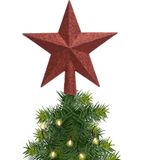 Kerstster/kerstboom piek/topper - rood - H19 cm - glitter - Kerstversiering