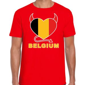 Belgium hart supporter t-shirt rood EK/ WK voor heren - EK/ WK shirt / outfit