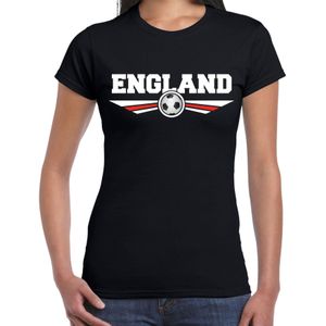 Engeland / England landen / voetbal t-shirt met wapen in de kleuren van de Engelse vlag - zwart - dames - Engeland landen shirt / kleding - EK / WK / voetbal shirt