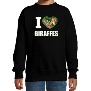 I love giraffes sweater met dieren foto van een giraf zwart voor kinderen - cadeau trui giraffen liefhebber - kinderkleding / kleding