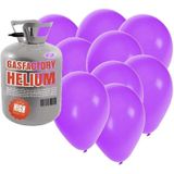 Helium tank met 30 paarse ballonnen - Paars - Heliumgas met ballonnen voor een thema feest