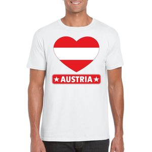 Oostenrijk t-shirt met Oostenrijkse vlag in hart wit heren