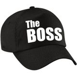 The Boss en The real boss petten / caps zwart met witte bedrukking voor volwassenen - bruiloft / huwelijk â cadeaupetten / geschenkpetten voor koppels
