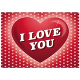 LG Imports Pluche knuffel kussen rood I Love You - 22 cm - met Love/hartjes wenskaart