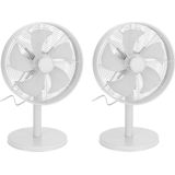 2x stuks witte luxe tafel ventilatoren 55 cm - Witte kantoor/bureau staande ventilatoren van kunststof