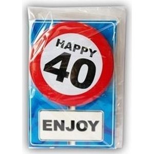 Happy Birthday kaart met button 40 jaar
