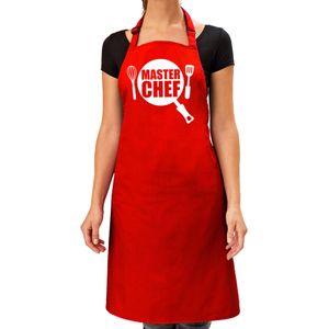 Master chef barbeque schort / keukenschort bordeaux rood voor dames - bbq schorten
