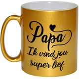 Papa ik vind jou super lief cadeau koffiemok / theebeker goud - Cadeau mok / Vaderdag