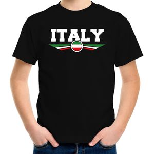 Italie / Italy landen t-shirt met Italiaanse vlag zwart kids - landen shirt / kleding - EK / WK / Olympische spelen outfit
