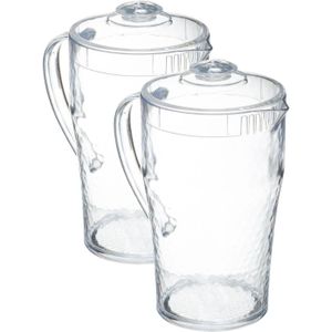 Set van 3x stuks sapkan/schenkkan karaffen met deksel 1,7 liter transparant - Formaat: 20 x 13 x 24,5 cm - Materiaal: kunststof