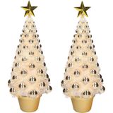2x stuks complete kunstkerstbomen met lichtjes en ballen goud - Kerstversiering - Kerstbomen - Kerstaccessoires - Kerstverlichting