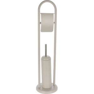 Toiletborstel met Toiletrolhouder Creme Wit Metaal 80 cm - Toiletborstels