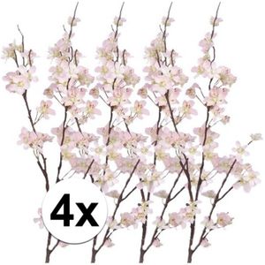 4x Stuks roze appelbloesem kunstbloem/tak met 57 bloemetjes 84 cm - Nepbloemen - Kunstbloemen