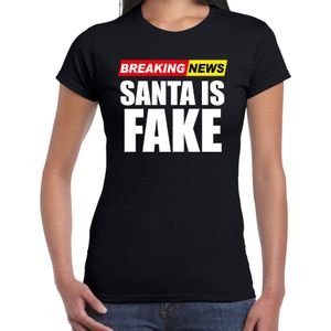 Bellatio Decorations Foute humor Kerst T-shirt breaking news fake - dames - zwart
