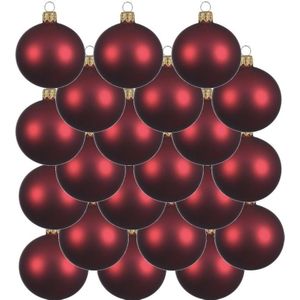 24x Donkerrode glazen kerstballen 8 cm - Mat/matte - Kerstboomversiering donkerrood