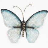 Wanddecoratie vlinders - set 2x - blauw - 30 x 21 cm - metaal - muurdecoratie