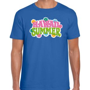 Hawaii summer t-shirt blauw voor heren - Zomer kleding