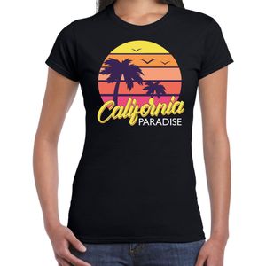 California zomer t-shirt / shirt California paradise zwart voor dames - zwart - California party outfit / vakantie kleding / strandfeest shirt
