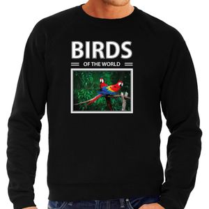Dieren foto sweater Papegaai - zwart - heren - birds of the world - cadeau trui Papegaaien liefhebber