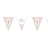 3x stuks Ramadan Mubarak thema vlaggenlijnen/slingers wit/rose goud 6 meter - Suikerfeest/offerfeest versieringen/decoraties