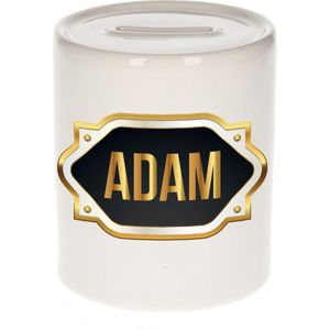 Adam naam cadeau spaarpot met gouden embleem - kado verjaardag/ vaderdag/ pensioen/ geslaagd/ bedankt