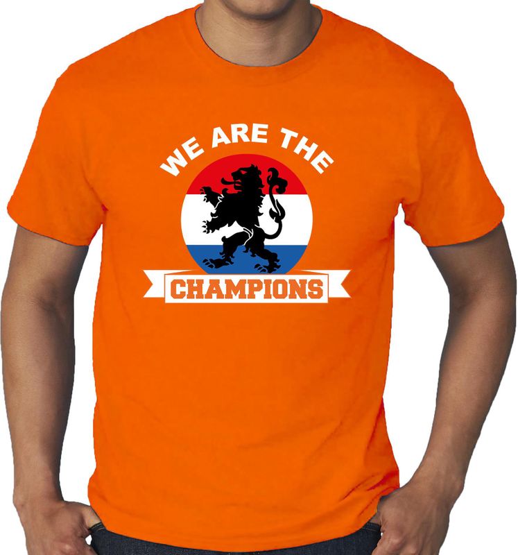 Grote maten oranje t-shirt Holland / Nederland supporter Holland kampioen met leeuw EK/ WK voor here XXXL