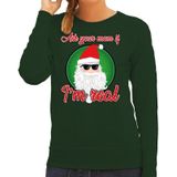 Foute Kersttrui / sweater - Ask your mom I am real - groen voor dames - kerstkleding / kerst outfit
