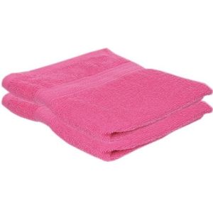 2x Voordelige handdoek fuchsia roze 50 x 100 cm 420 grams - Badkamer textiel badhanddoeken