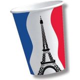 Tafel dekken versiering set vlag Frankrijk thema voor 20x personen - Bekertjes - Bordjes - Servetten