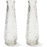 Set van 2x stuks transparante vaas/vazen van glas 6 x 22 cm - Woonaccessoires/woondecoraties - Glazen bloemenvaas - Boeketvaas