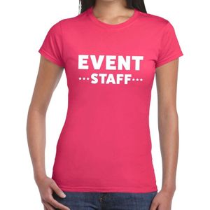 Event staff tekst t-shirt roze dames - evenementen personeel / crew shirt