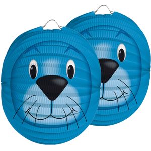 6x stuks dieren thema lampion zeehond 22 cm - Feestartikelen en versieringen