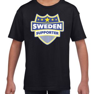 Sweden supporter schild t-shirt zwart voor kinderen - Zweden landen shirt / kleding - EK / WK / Olympische spelen outfit