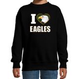 I love eagles sweater met dieren foto van een amerikaanse zeearend zwart voor kinderen - cadeau trui adelaars liefhebber - kinderkleding / kleding
